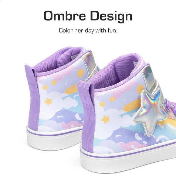 Kid's Girls Sneaker Hook Loop Sparkly Shiny Star Comfortable Casual Multi Shoes - Picture 3 of 6